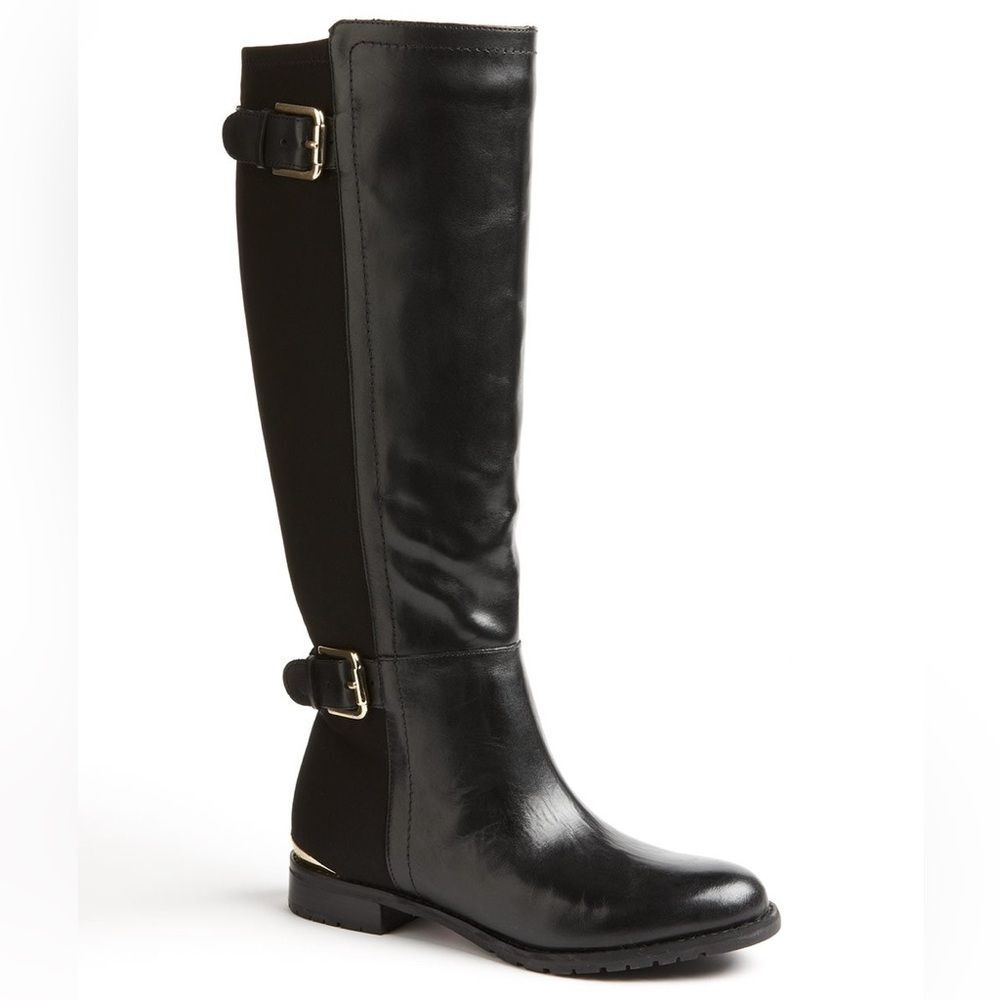 Isaac Mizrahi New York Amit Black Leather Front Riding Boots Size 6M W/ Box